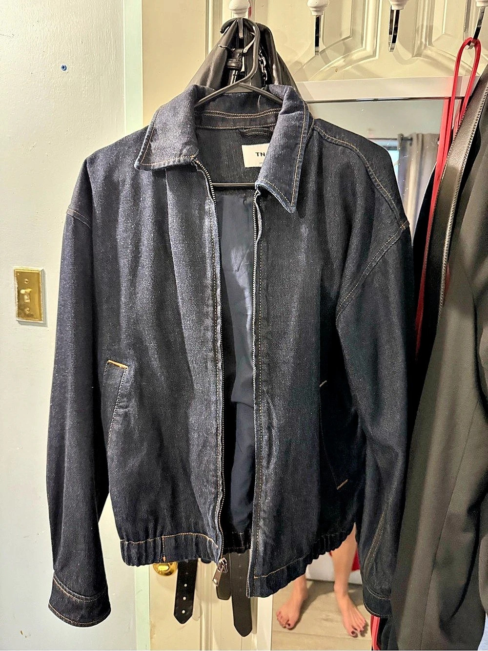 TNA Caddie Blouson Jacket (Denim Version) Denim Jacket in Blue